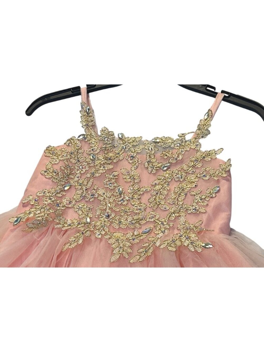 Sophia Young Design Limited Girls Size 8 Tulle Dress With Gold Lace Appliqué & R - Picture 3 of 7